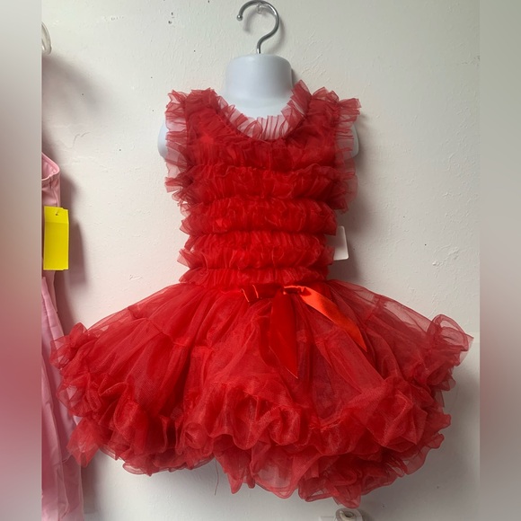 unbranded Other - Sz 2-3 Red Ruffled Layered Tutu Pettiskirt Dress for Dance Party or Everyday NWT